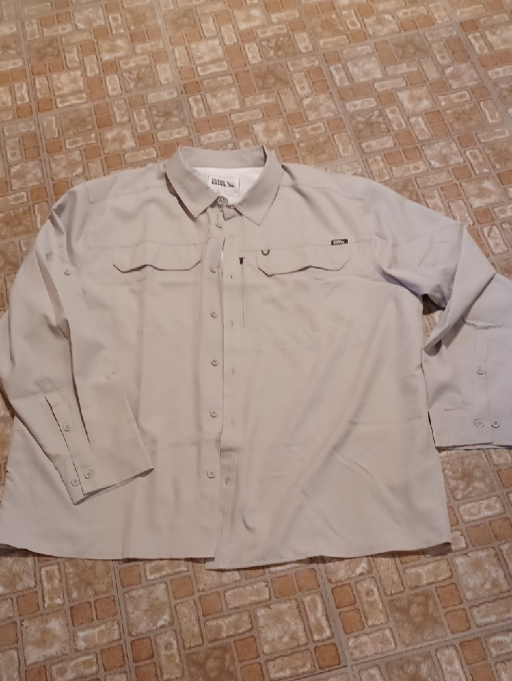 Eddie Bauer Gray Button-Down Fishing Shirt Size XXLarge Vented